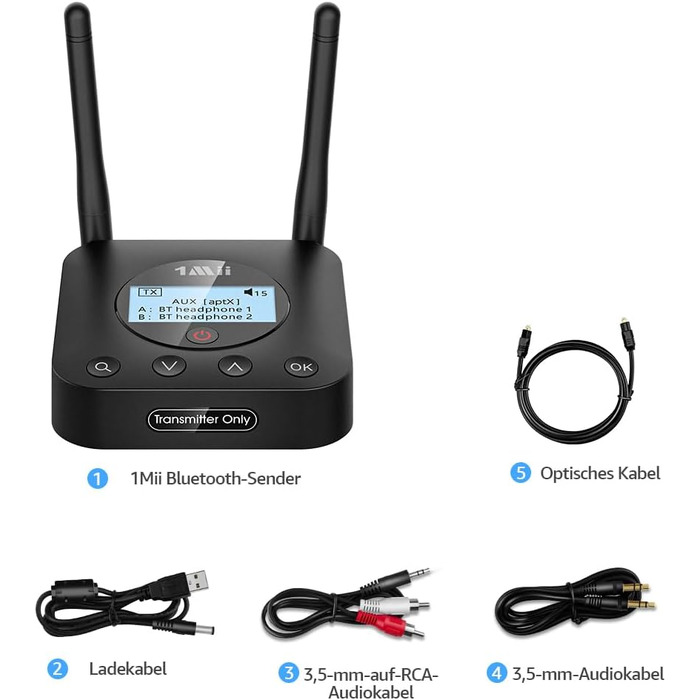 Bluetooth 5.3 трансмітер для ТБ 1Mii B06TX+ з дисплеєм та підтримкою Dual Link