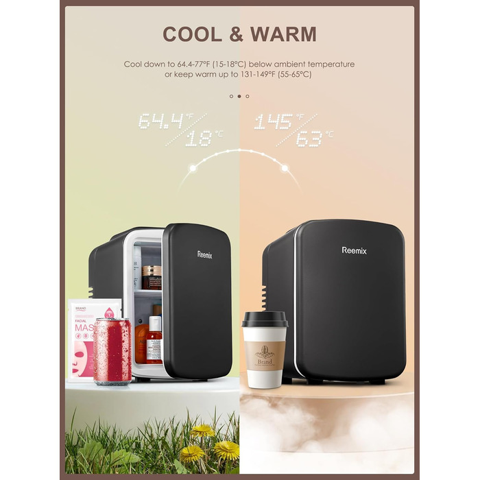 Reemix Mini Fridge - 4L / 6 Can Capacity - Portable Cooler & Warmer