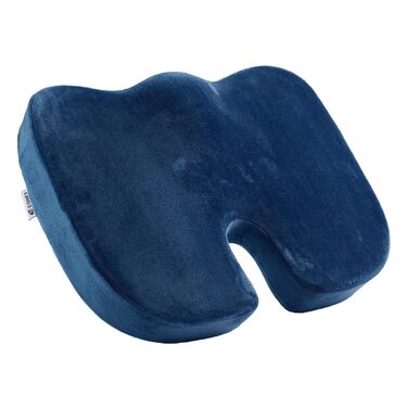 Подушка для попереку та сидіння Egret з піни Memory Foam для офісного крісла та авто, темно-синя – підтримка спини, зняття болю, корекція постави
