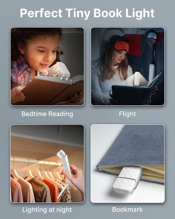 LED лампа для читання Mexllex на прищіпці, перезарядна, 3 кольори, 5 рівнів яскравості, нічник для дітей, білий
