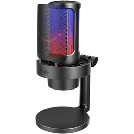 FIFINE USB мікрофон для ПК, геймінгу, стрімінгу та запису, з RGB підсвічуванням, PS4/PS5, MAC, з поп-фільтром, чорний