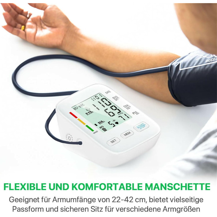 Тонометр на плече Oryzom з визначенням аритмії, 240 місць пам'яті та голосовим виводом – переможець тесту 2025 року, білий