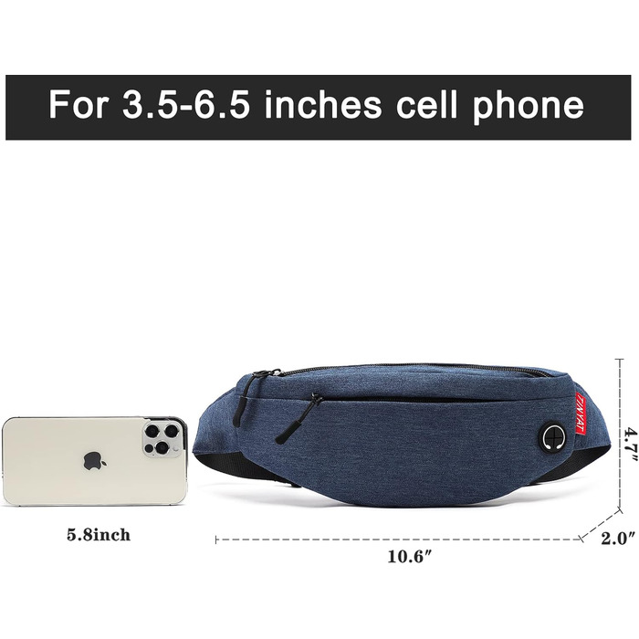 Поясна сумка TYNAT для туризму та спорту (сіра, блакитна), T201