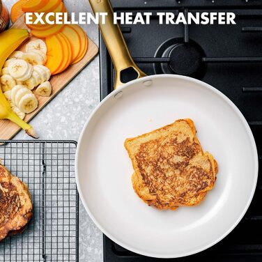 Набір сковорідок GreenPan Reserve з керамічним антипригарним покриттям (20 та 26 см), індукційні, для духовки, без PFAS, золотий ручка, блакитний & рожевий (для мами)