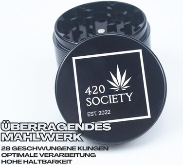 Керамічний гріндер 420 Society Premium, 4 частини, антипригарний, 62 мм, чорний, подрібнювач для спецій і трав
