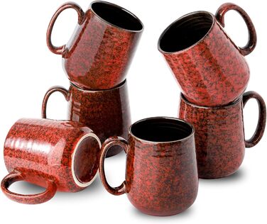 Набір кавових чашок Hasense, темно-сірий, 4 шт, 340 мл, з великою ручкою, для кави, чаю, молока та гарячого шоколаду, легко миються, підходять для мийки та мікрохвильової печі