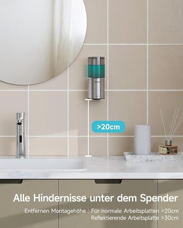 Автоматичний дозатор мила AIKE для рідкої мила, настінний, для кухні та ванної кімнати, IPX7, вологостійкий, 400 мл, з нержавіючою сталлю, шліфована