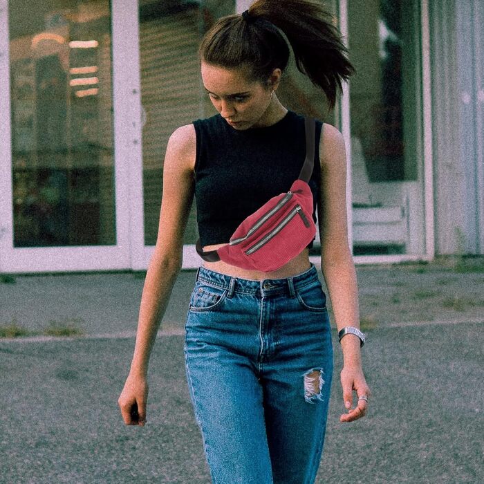 Набір з 2 бананки/поясна сумка Valiclud для жінок та дівчат. Зелений (червоний) колір.