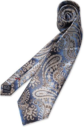 Комплект краватка, хустинка та запонки DiBanGu Paisley (блакитно-бежевий) - шовковий жакард для ділового стилю