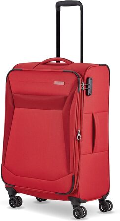 Travelite 4-Wheel Luggage Size L, Softshell, Chios Luggage Series with Expandable Accordion and Edge Protection, Trolley with Timeless Design, 78 cm, 90-97 Liters (Trolley Carry-on (55 cm), Red)