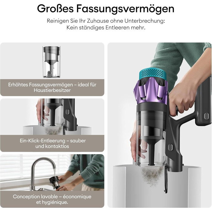 Бездротовий акумуляторний пилосос Ultenic 55000Pa/600W, 80хв, 1.6л, з Multi-Циклон фільтрацією, сенсорним екраном, антизаплутана щітка, док-станція, для шерсті тварин/килимів/твердих підлог, червоний