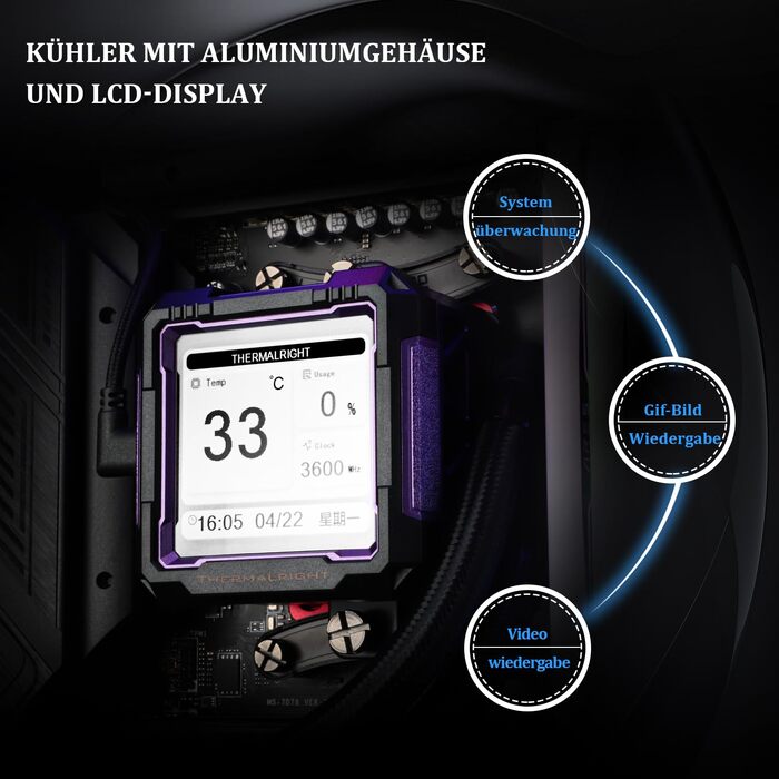 Система рідинного охолодження процесора Thermalright FW PRO 360 ARGB Black, 360мм, IPS LCD-дисплей 2.73