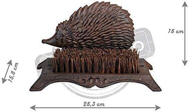 Esschert Design Hedgehog Doormat, Foot Scraper with Brush, Cast Iron, Approx. 25 cm x 16 cm x 15 cm