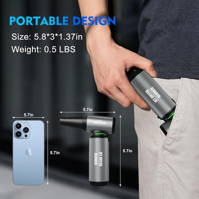 Електричний пилосос для повітряного продування, ультрапотужний, 3 режими, 200000 об/хв, з акумулятором 10000mAh, щіткою для чищення та USB-зарядкою, для чищення ПК