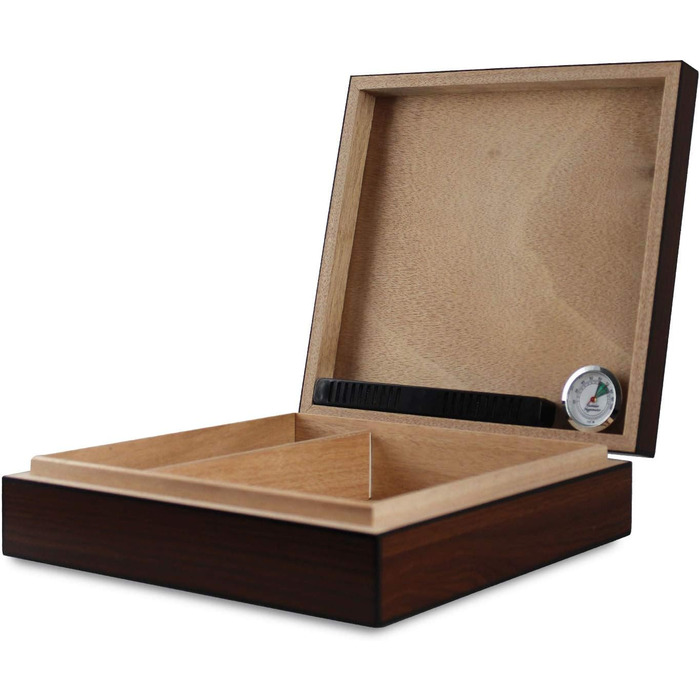Вологостійкий вологомір Egoist Premium для сигар: дерев'яний Humidor на 5 сигар з системою зволоження та гігрометром (чорний)