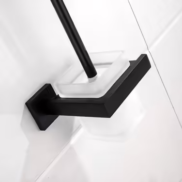 Toilet brush holder, black matte, wall-mounted toilet brush, stainless steel toilet brush holder set requiring drilling