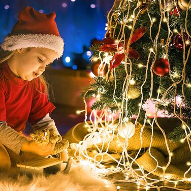 Ланцюжок вогнів 10м 400LED, штора з вогнями, тепле біле світло, 8 режимів, для дому та вулиці, EU-штекер, прикраса на Новий рік