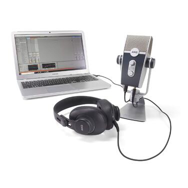 Мікрофон конденсаторний AKG Ara USB-C, для подкастів, відео, геймінгу та стрімінгу, синьо-срібний