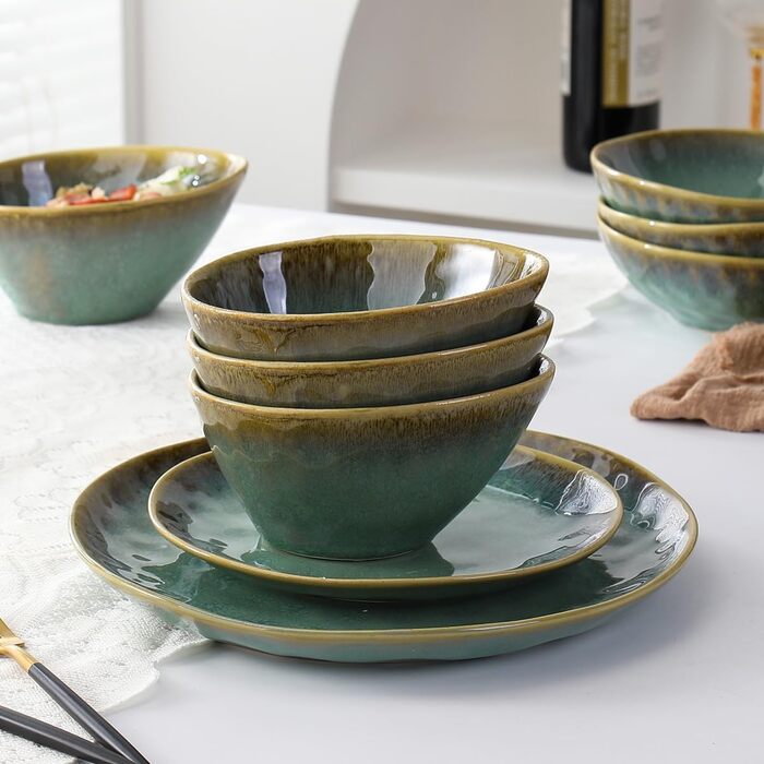 Henten Home Cereal Bowls, Salad Bowls, Pasta Bowls made of stoneware, 4-piece bowl set, dessert bowl, snack bowl, ice cream bowl, bowl 600ml