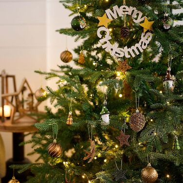 Набір ялинкових прикрас Valery Madelyn (40 шт.) - бронзові ялинкові кулі з підвісками, ялинкова прикраса, декор на ялинку, тема «Ліс» (кольори: бронза, червоний, зелений, срібло, золото)