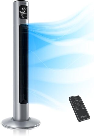 Вентилятор підлоговий Brandson Silverline 96 см з пультом керування, тихий, з осциляцією, 3 швидкості, 3 режими, таймер, сертифікат GS, сірий колір