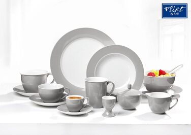 Ritzenhoff & Breker Milk & Sugar Set Doppio, Grey, Milk Jug/Pourer 170 ml, Sugar Bowl ø 9 cm, made of Porcelain, Dishwasher Safe