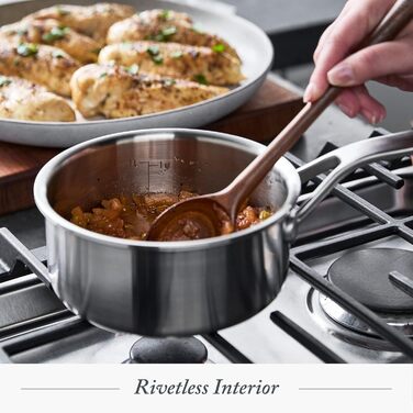 Каструля з нержавіючої сталі Merten & Storck 16 см, 1,5 л з кришкою, для професійного приготування, з багаторазовим покриттям, з мірними позначками, без розбризкування, довговічна кришка, сумісна з індукцією, можна використовувати в духовці та мити в посу