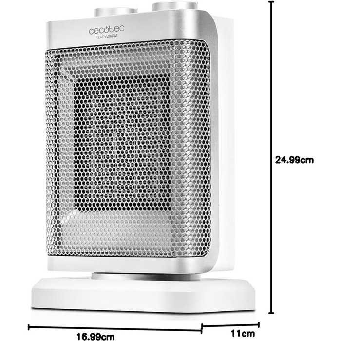 Керамічний обігрівач Cecotec Ready Warm 6100: поворотний, 1500 Вт, 3 режими, термостат, захист від перекидання, для кімнат до 20 м², білий
