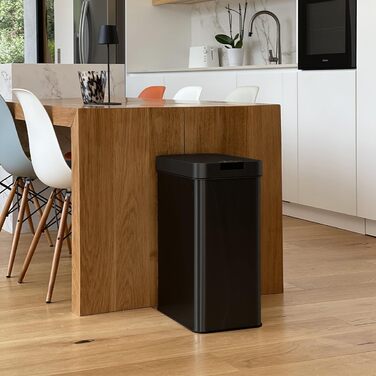 Відро для сміття кухонне автоматичне Kitchen Move Silverlake Schwarz 60л, нержавіюча сталь, педаль, великий об'єм