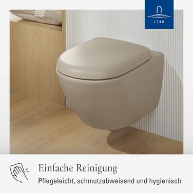 Сідушка для унітаза Villeroy & Boch O.novo D-подібна з мікроліфтом (SoftClose), Duroplast, колір мигдалевий (Almond), матова