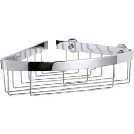 tesa ALUXX Corner Shower Shelf, Aluminum, Chrome-plated, guaranteed rust-free, incl. adhesive solution, 238 mm x 233 mm x 87 mm