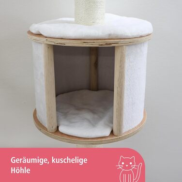 Дерев'яний комплекс для котів Kerbl Dolomit XL, білий, 70x45x185 см, для кількох котів, з сизалевими стовпчиками