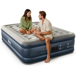 Надувний матрац iDOO для 2 осіб з електричним насосом, 152x203x46 см, для кемпінгу та гостей