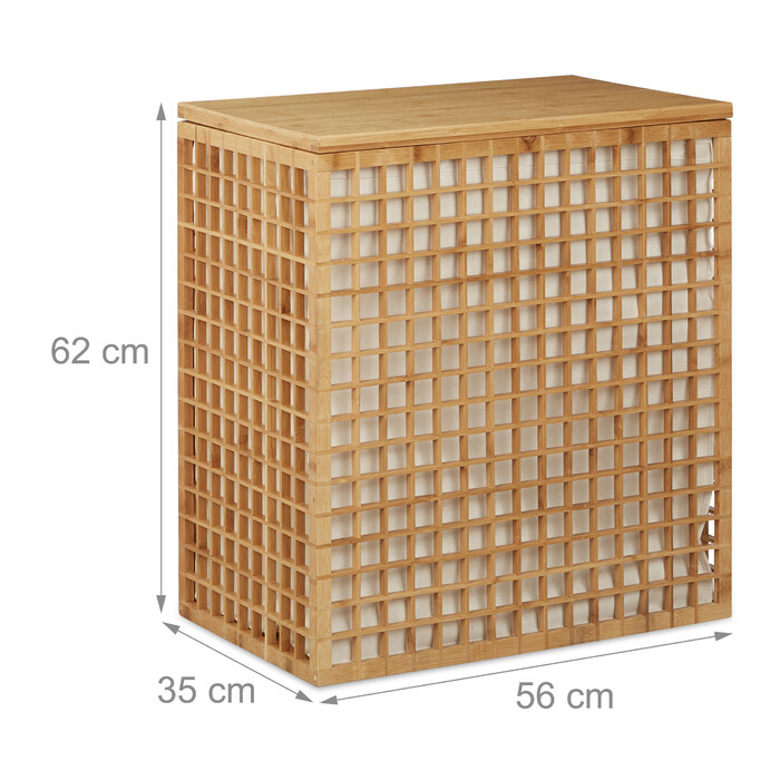 Relaxdays Bamboo Laundry Hamper with 2 Compartments