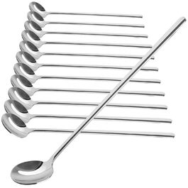 Набір ложок Com-Four® 12 шт. з нержавіючої сталі з довгим руків'ям (17 см) для коктейлів, чаю, кави, молочних коктейлів, матча, холодних напоїв та десертів