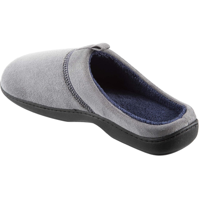 Тапочки чоловічі Isotoner з піною Memory Foam та підошвою для дому та вулиці (Large, Microterry Ash)