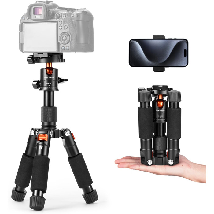 Міні штатив K&F Concept S225A1+BH-25: компактний штатив для камери з кульковою головкою 360°, 52 см, з тримачем для телефону, для Canon/Sony/Nikon/Fujifilm, до 6 кг