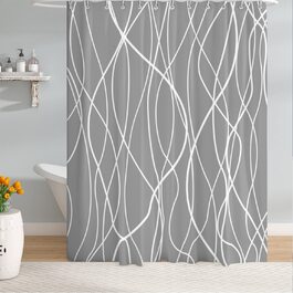 Штора для душу M&W DAS DESIGN 180x200 см, сіра, водонепроникна, поліестер, анти-грибок, пральна