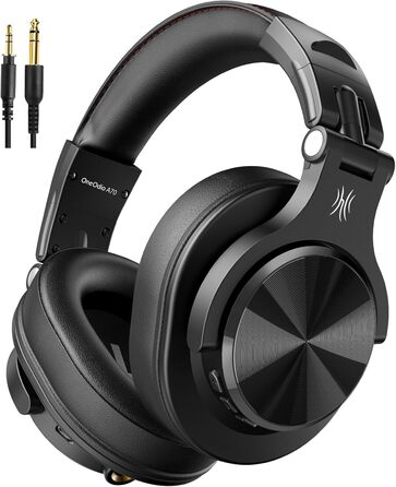 OneOdio Bluetooth навушники Over-Ear, 72 год HiFi Stereo, бездротові, з 6.35mm та 3.5mm аудіоджеком для студії, DJ, телефону, ПК, підсилювача - Чорний