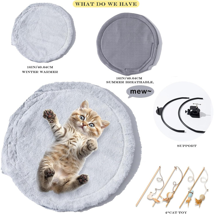 Кішка гамак ліжко кошик для сну, м'яке ліжко для котів та цуценят, 45x45 см, з ковдрою та іграшками, до 22 кг