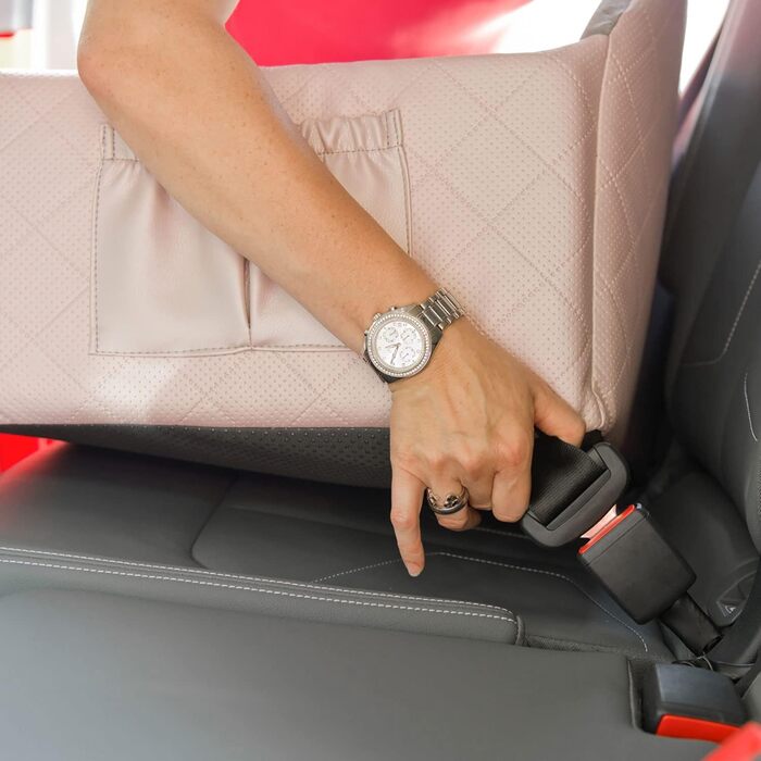 Автоматичне сидіння для собак 2в1 | Універсальний автосидіння для собак та котів | З штучної шкіри та плюшу, 48 x 48 см (Рожевий)