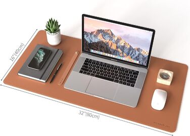 RENMTURE Килимок для миші з натурального корку та PU-шкіри, 80 x 40 см, захист столу, антиковзаюча поверхня, водонепроникний, для офісу та дому (Коричневий)