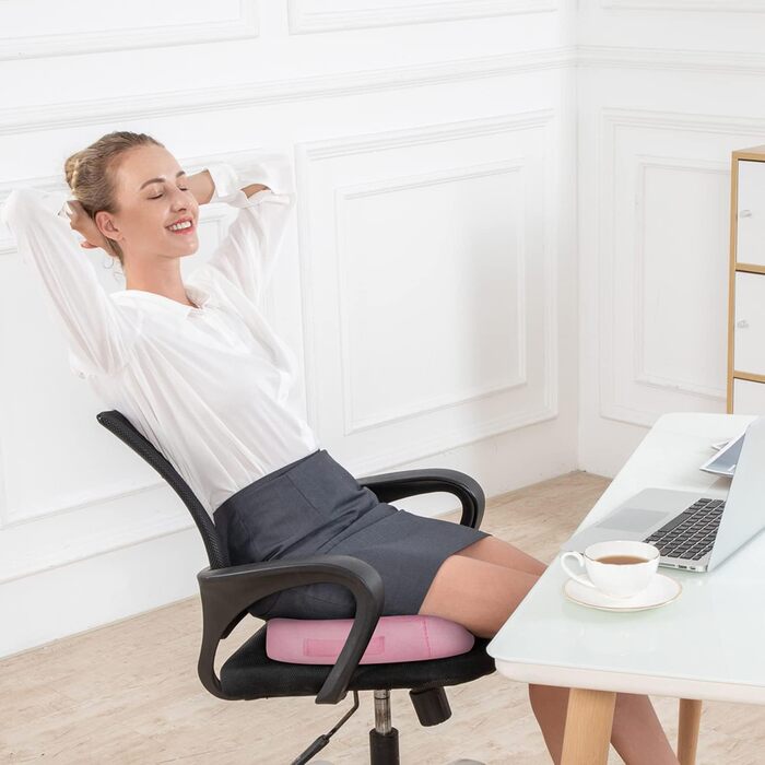 Подушка для спини та сидіння Egret з Memory Foam для офісного крісла та авто – рожева, з регульованими ременями, підтримка попереку, зняття болю та корекція постави