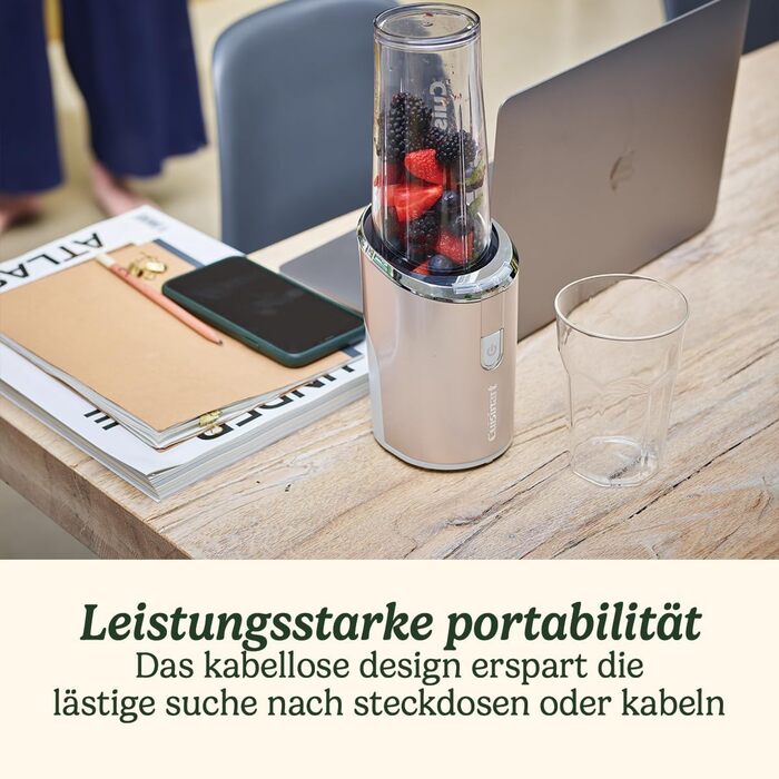 Cuisinart Cordless Blender | 450ml Bottle | Portable Smoothie Maker, Ice Crusher, Frappe, Milkshakes | USB Rechargeable, Handheld | Tritan BPA-free Mixing Cup with Lid Included, Stand Mixer