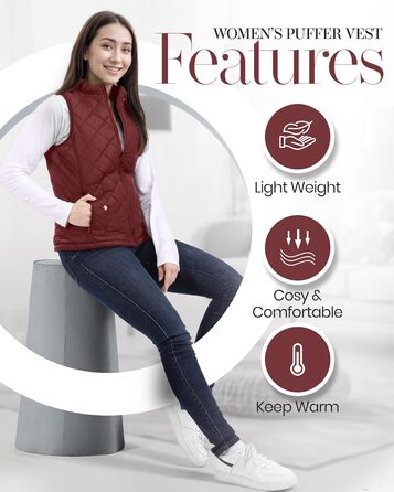 Жіноча пуховик NY Thread Pufferwete: легкий, з коміром, утеплений, на блискавці, чорний (L, Бордовий)