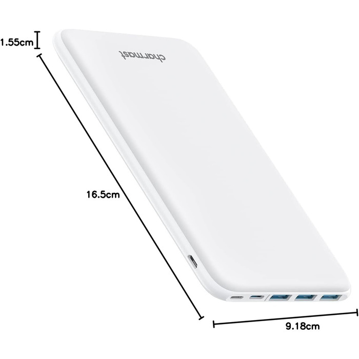 Power Bank Charmast 26800mAh з 4 виходами та 3 входами, USB-C, для iPhone, iPad, Samsung, Android, білий