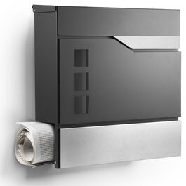 Поштовий ящик Oslo Anthrazit RAL7016 з газетницею та гравіюванням (без гравіювання) - вуличний, з нержавіючої сталі, стійкий до корозії та УФ-випромінювання