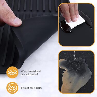 Силіконовий килимок під кавомашину з бортиками, 61 x 40.6 см, чорний | Захист стільниці, аксесуар для кавобару