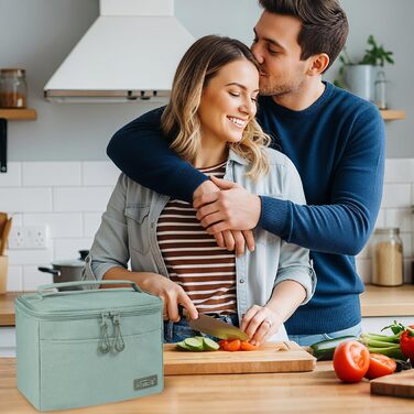 Зручна термосумка-ланчбокс для їжі: компактна, легка, водонепроникна, для роботи та школи (зелена, Upgrade 2026)