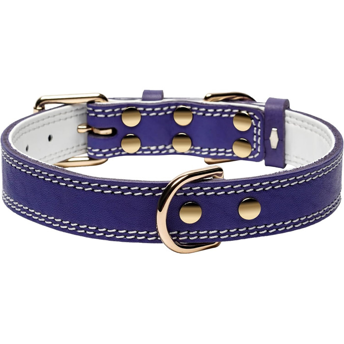 Нашийник для собак з натуральної шкіри, зелений, ширина 2.5 см, розмір M (обхват шиї 40-51 см)